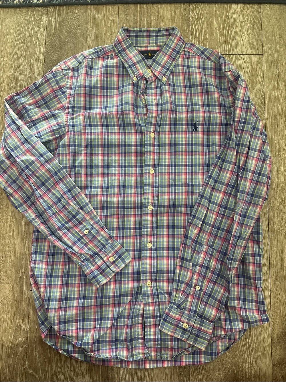 Polo by Ralph Lauren Pink, Blue and Green Plaid Button-Down Shirt